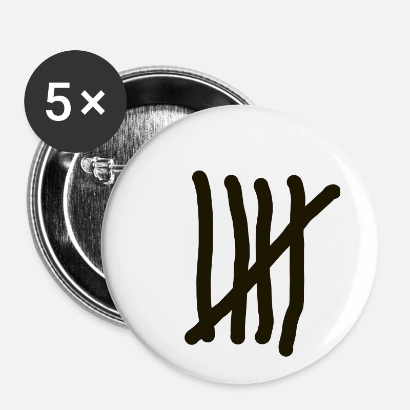 Fünf - Buttons groß 56 mm (5er Pack) - Weiß