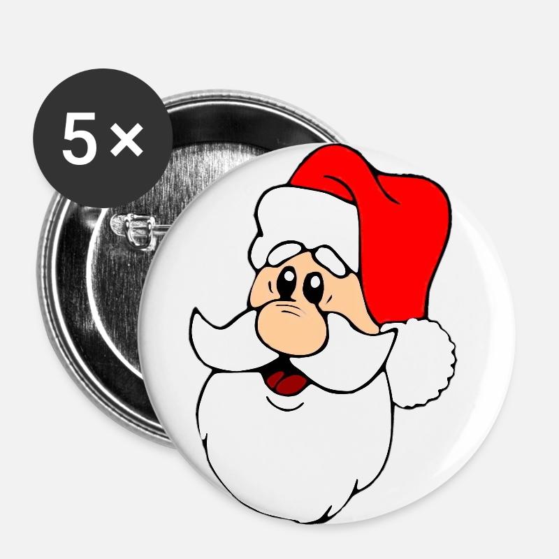 Santa with cap - Buttons large 2.2''/56 mm (5-pack) - white