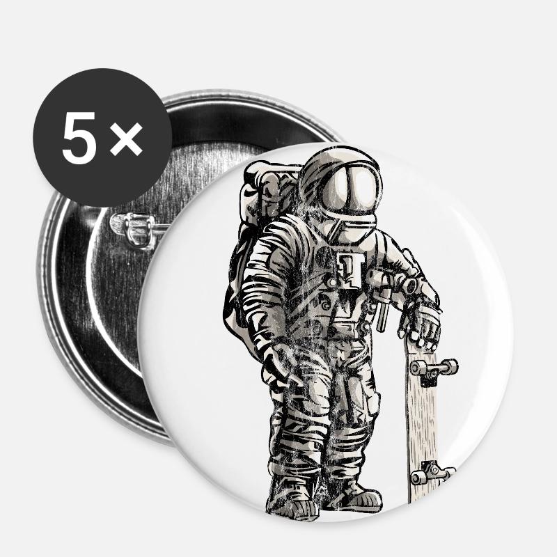 ASTRONAUT SKATER - Astronaut skateboard gift - Buttons large 2.2''/56 mm (5-pack) - white