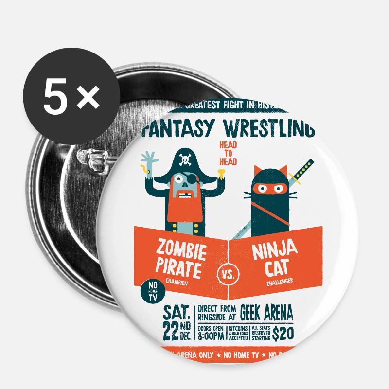 Fantasy wrestling - Buttons large 2.2''/56 mm (5-pack) - white