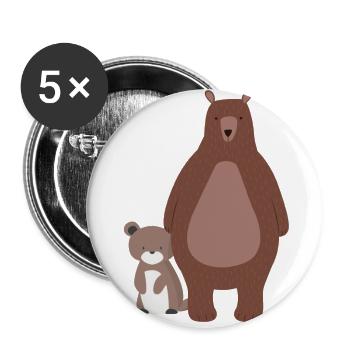 Mama bear or daddy bear with bear baby bear - Buttons large 2.2''/56 mm (5-pack) - white - Front