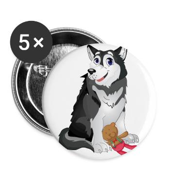 Little Husky - Buttons large 2.2''/56 mm (5-pack) - white - Front