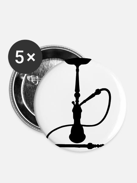 Shisha mit Schlauch - Buttons groß 56 mm (5er Pack) - Weiß