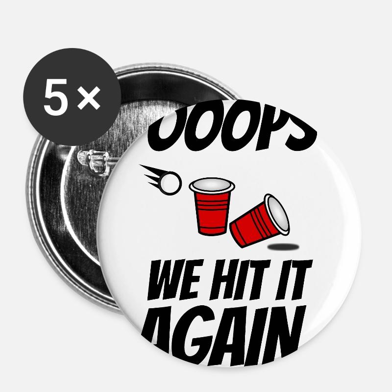 Oops we hit it again Beer Pong - Buttons groß 56 mm (5er Pack) - Weiß