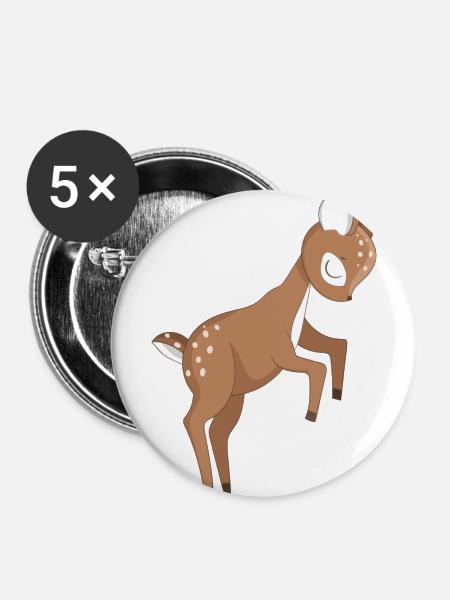 Rehkitz Tierbaby - Buttons groß 56 mm (5er Pack) - Weiß