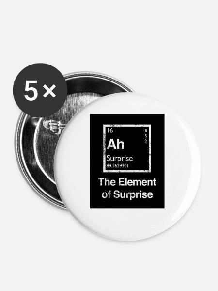 Das Element der Überraschung - Buttons groß 56 mm (5er Pack) - Weiß