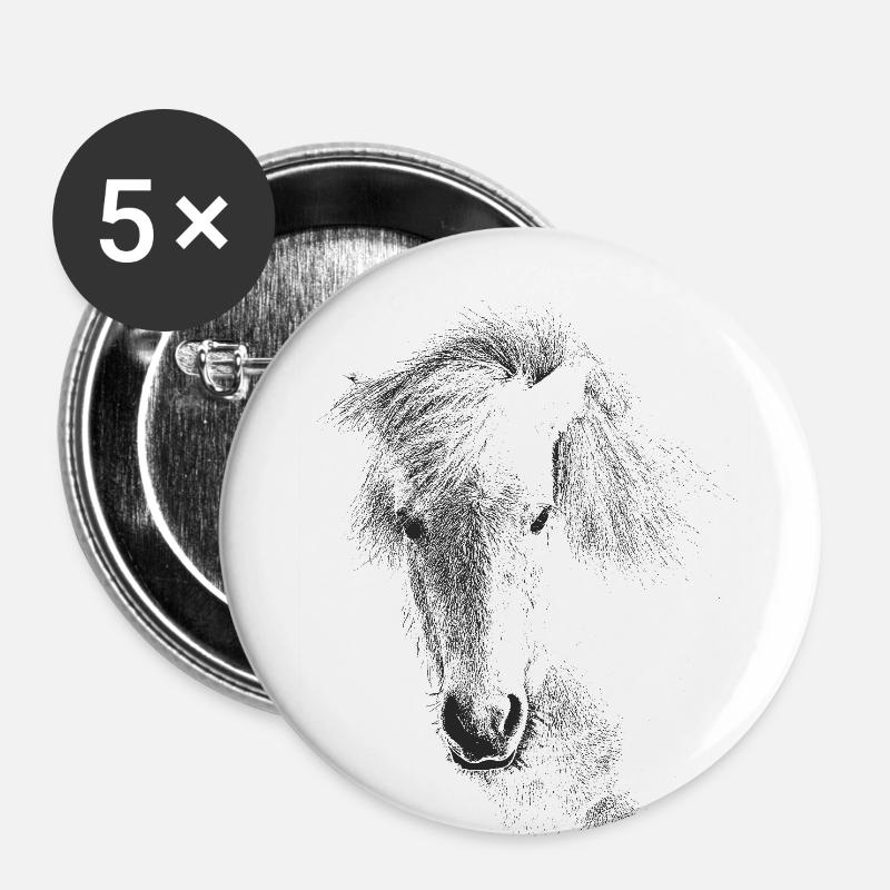 Icelandic horse - Buttons large 2.2''/56 mm (5-pack) - white