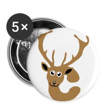 cerf lettre c animaux - Lot de 5 grands badges (56 mm) - blanc - Devant