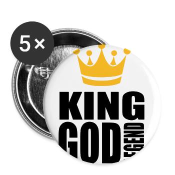 König Gottes Legende - Buttons groß 56 mm (5er Pack) - Weiß - Vorne
