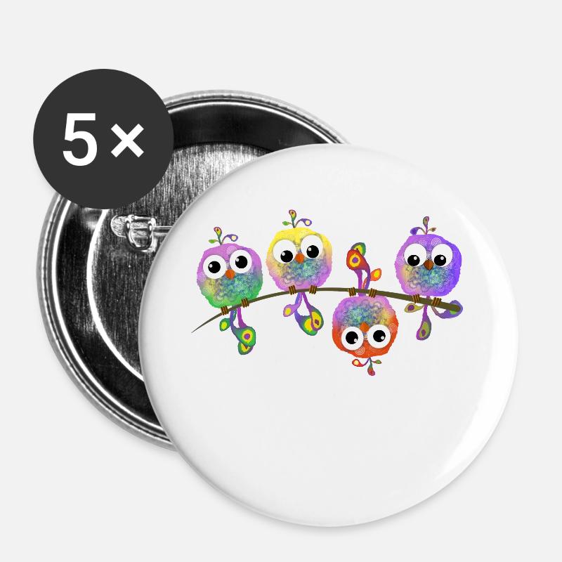 Rebel sparrows birds crazy self-confident different - Buttons large 2.2''/56 mm (5-pack) - white