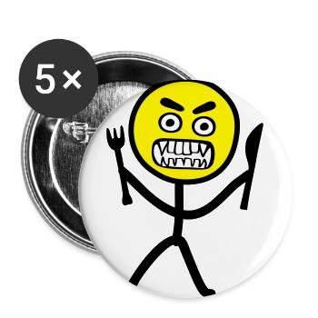 Hangry emoji stickfigure - Buttons large 2.2''/56 mm (5-pack) - white - Front