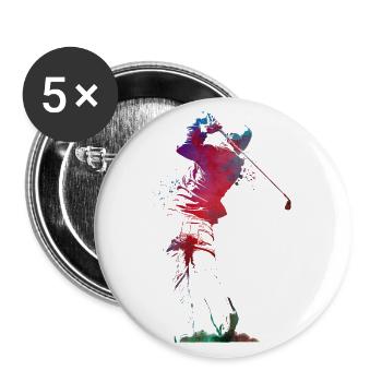 joueur de golf sportif - Lot de 5 grands badges (56 mm) - blanc - Devant