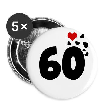 60 hearts 60th birthday - Buttons large 2.2''/56 mm (5-pack) - white - Front