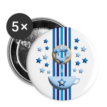 Winter Donut mit Sternen in blau. - Buttons groß 56 mm (5er Pack) - Weiß - Vorne