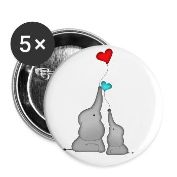 Elephant heart balloon baby birthday - Buttons large 2.2''/56 mm (5-pack) - white - Front