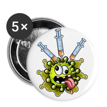 Fight the Virus! - Buttons groß 56 mm (5er Pack) - Weiß - Vorne