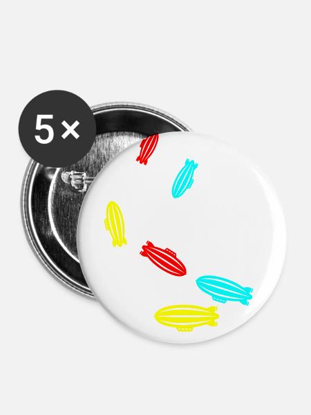 Zeppelin Icon Symbol - Buttons groß 56 mm (5er Pack) - Weiß