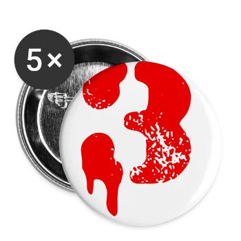 3 Zahl Symbol - Buttons groß 56 mm (5er Pack) - Weiß - Vorne
