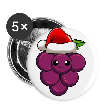 Weintrauben Weihnachten Comic Xmas - Buttons groß 56 mm (5er Pack) - Weiß - Vorne