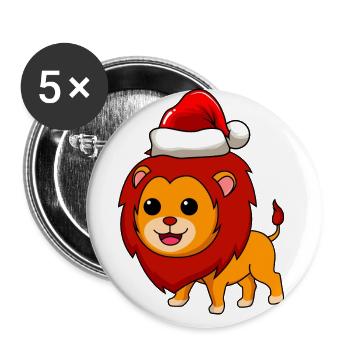 Léo Comique Noël - Lot de 5 grands badges (56 mm) - blanc - Devant