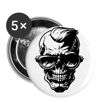 Skull Lunettes de soleil Jupe squelette - Lot de 5 grands badges (56 mm) - blanc - Devant