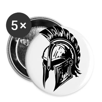 Spartaner Helm Gladiator Sparta - Buttons groß 56 mm (5er Pack) - Weiß - Vorne