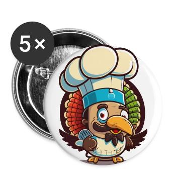 Thanksgiving Feast - Buttons large 2.2''/56 mm (5-pack) - white - Front