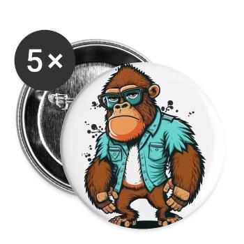 Geek Out, Gorilla! - Buttons large 2.2''/56 mm (5-pack) - white - Front