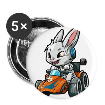 Rabbit Racing - Buttons large 2.2''/56 mm (5-pack) - white - Front