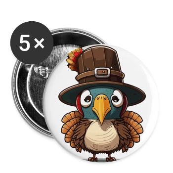 Thanksgiving Truthahn - Buttons groß 56 mm (5er Pack) - Weiß - Vorne