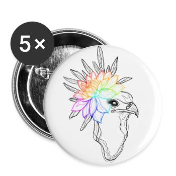 Pride Bird - Buttons large 2.2''/56 mm (5-pack) - white - Front