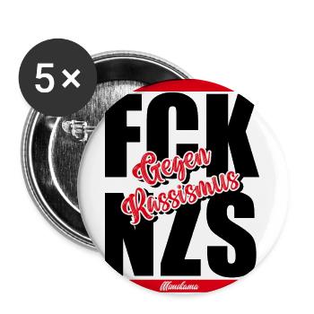 Gegen Rassismus - Buttons groß 56 mm (5er Pack) - Weiß - Vorne