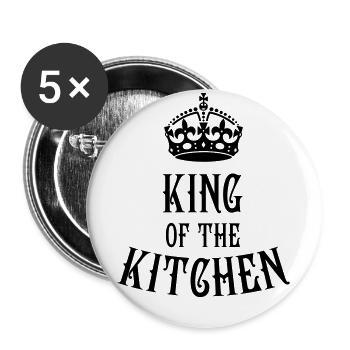 King of the Kitchen cook Koch - Buttons groß 56 mm (5er Pack) - Weiß - Vorne