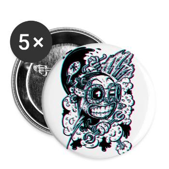 Mechaniker 3D - Buttons groß 56 mm (5er Pack) - Weiß - Vorne