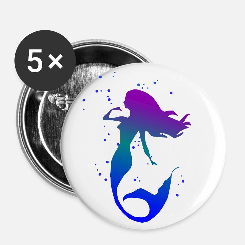 Mermaid - Buttons large 2.2''/56 mm (5-pack) - white