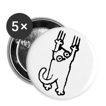 Clawing cat - Buttons large 2.2''/56 mm (5-pack) - white - Front