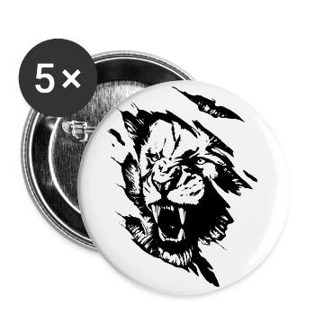 Lion's Head Art Cool Lion Gift Idea - Buttons large 2.2''/56 mm (5-pack) - white - Front