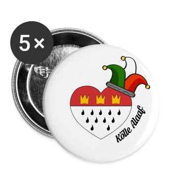 Kölle Alaaf Carnaval de la cathédrale de Cologne Kölsch - Lot de 5 grands badges (56 mm) - blanc - Devant
