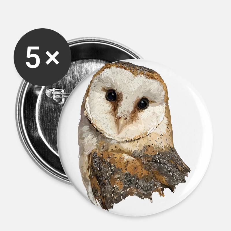 Barn owl - Buttons large 2.2''/56 mm (5-pack) - white