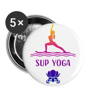 SUP YOGA Stand Up Paddling - Buttons groß 56 mm (5er Pack) - Weiß - Vorne