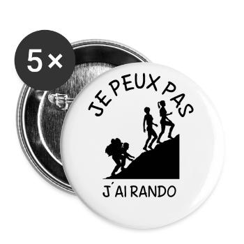 Je Peux Pas J'ai Rando Randonnée - Lot de 5 grands badges (56 mm) - blanc - Devant
