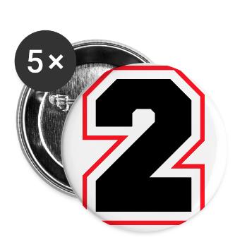 2 Zahl symbol - Buttons groß 56 mm (5er Pack) - Weiß - Vorne