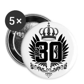 30E ANNIVERSAIRE ENFIN 30 ANS - Lot de 5 grands badges (56 mm) - blanc - Devant