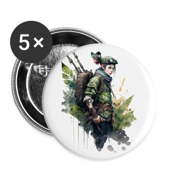 Post Apocalyptic Clad Adventurer - Buttons large 2.2''/56 mm (5-pack) - white - Front