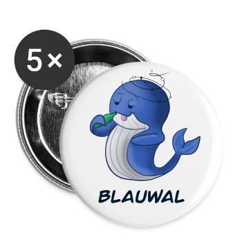 betrunkener Wal Blauwal mit einer Flasche Alkohol - Buttons groß 56 mm (5er Pack) - Weiß - Vorne