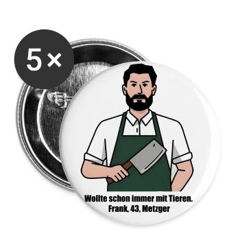 Metzger Shirt, Geschenk Für Metzger, Berufe - Buttons groß 56 mm (5er Pack) - Weiß - Vorne