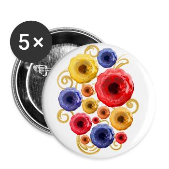 Colorful Flowers (Watercolors) - Buttons large 2.2''/56 mm (5-pack) - white - Front