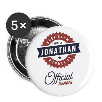 Bleib ruhig Jonathan - Buttons groß 56 mm (5er Pack) - Weiß - Vorne