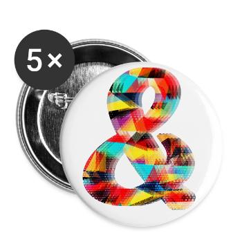 Und-Zeichen (Bunt) - Buttons groß 56 mm (5er Pack) - Weiß - Vorne