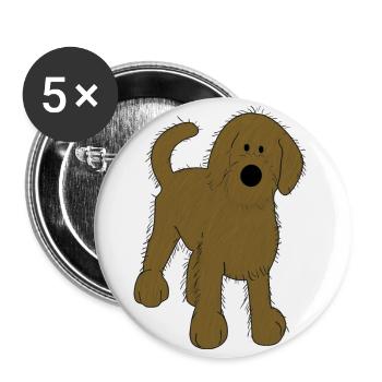 Hündchen der Hund Kinder Geschenkidee süß niedlich - Buttons groß 56 mm (5er Pack) - Weiß - Vorne